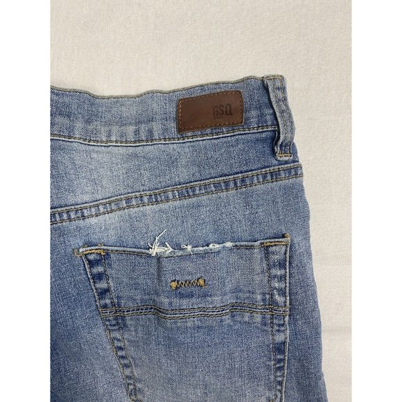 RSQ Jeans 31x32 Brooklyn Relaxed Distressed Medium Wash Denim Blue Faded Stretch - Picture 5 of 11